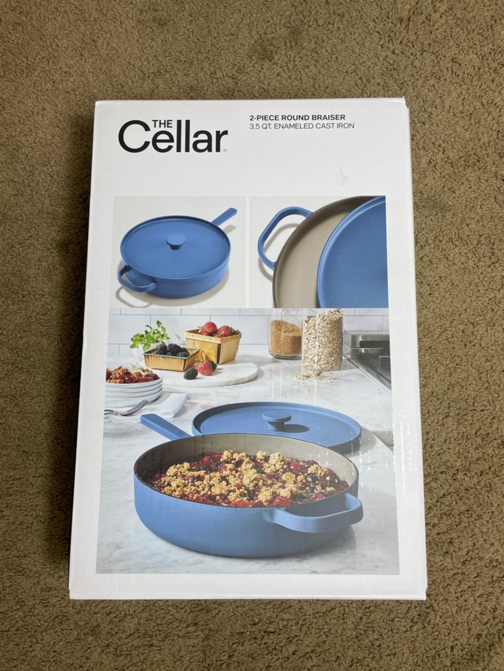 The Cellar Blue 3.5 Qt Enameled Cast Iron Round NWT - Picture 2 of 8